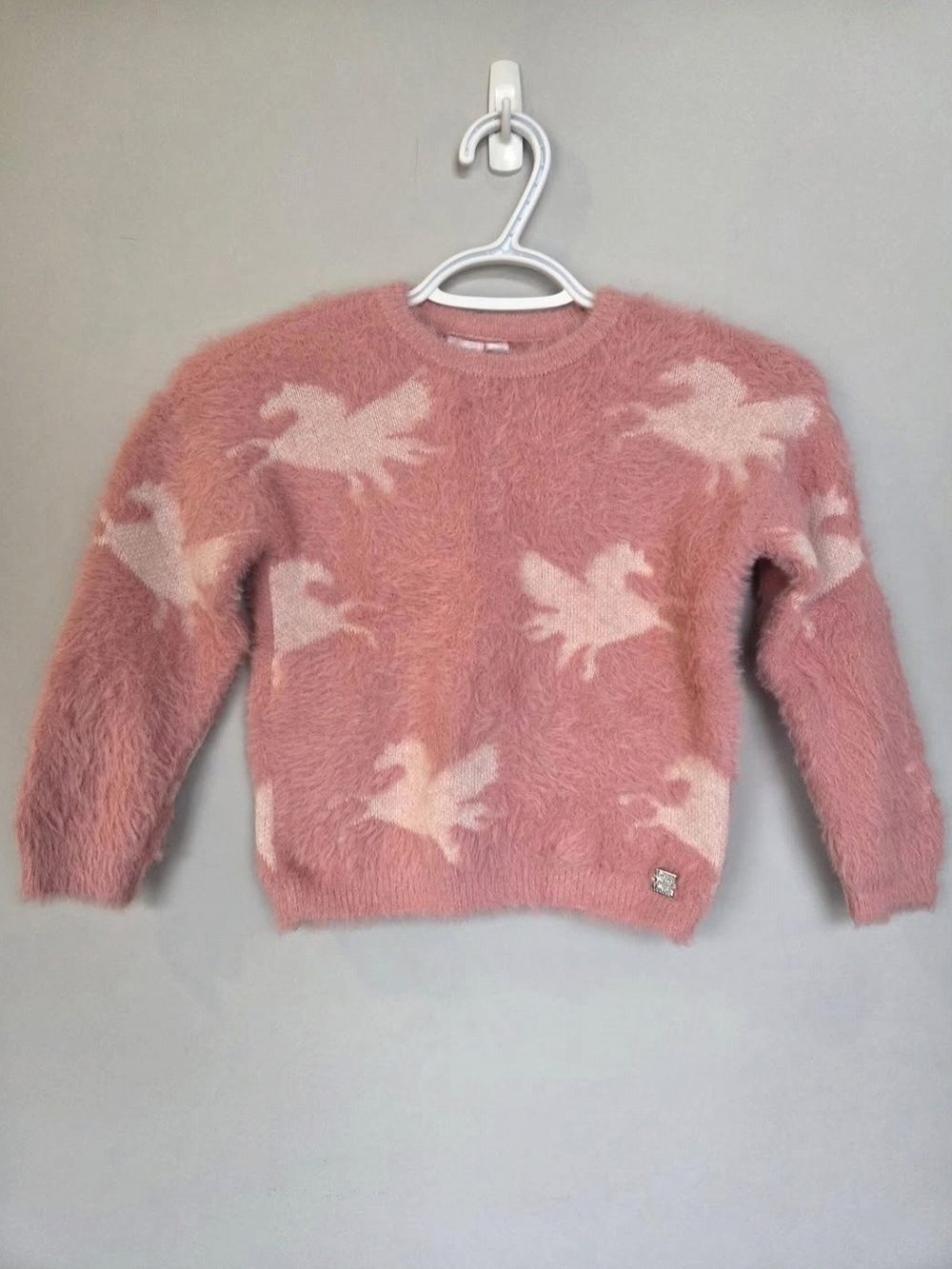 Deux Par Deux Fuzzy Sweater with Pegasus Motif